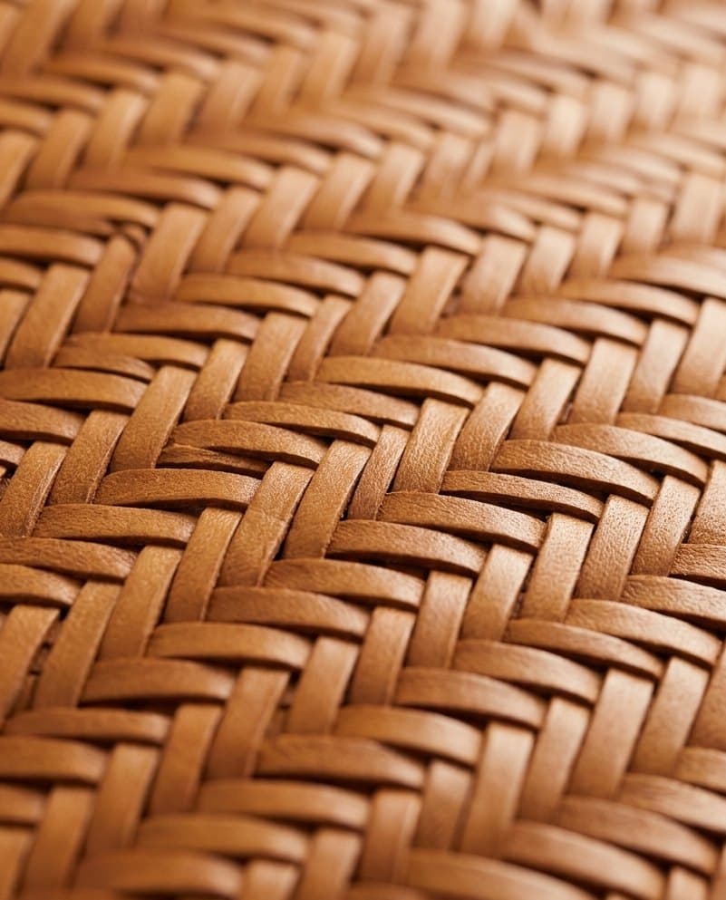 Close-up of the tight zigzag herringbone, hand-loomed on the Lucca