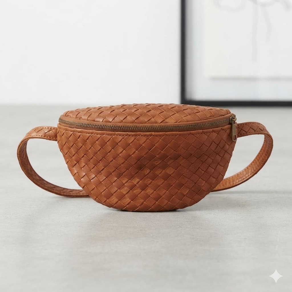 Leather Waist Bag — Full-grain leather, metal buckle
